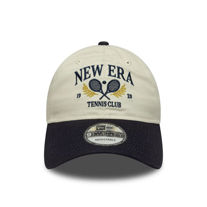 This is a New Era Tennis Cream & Navy 9TWENTY Adjustable Cap 2