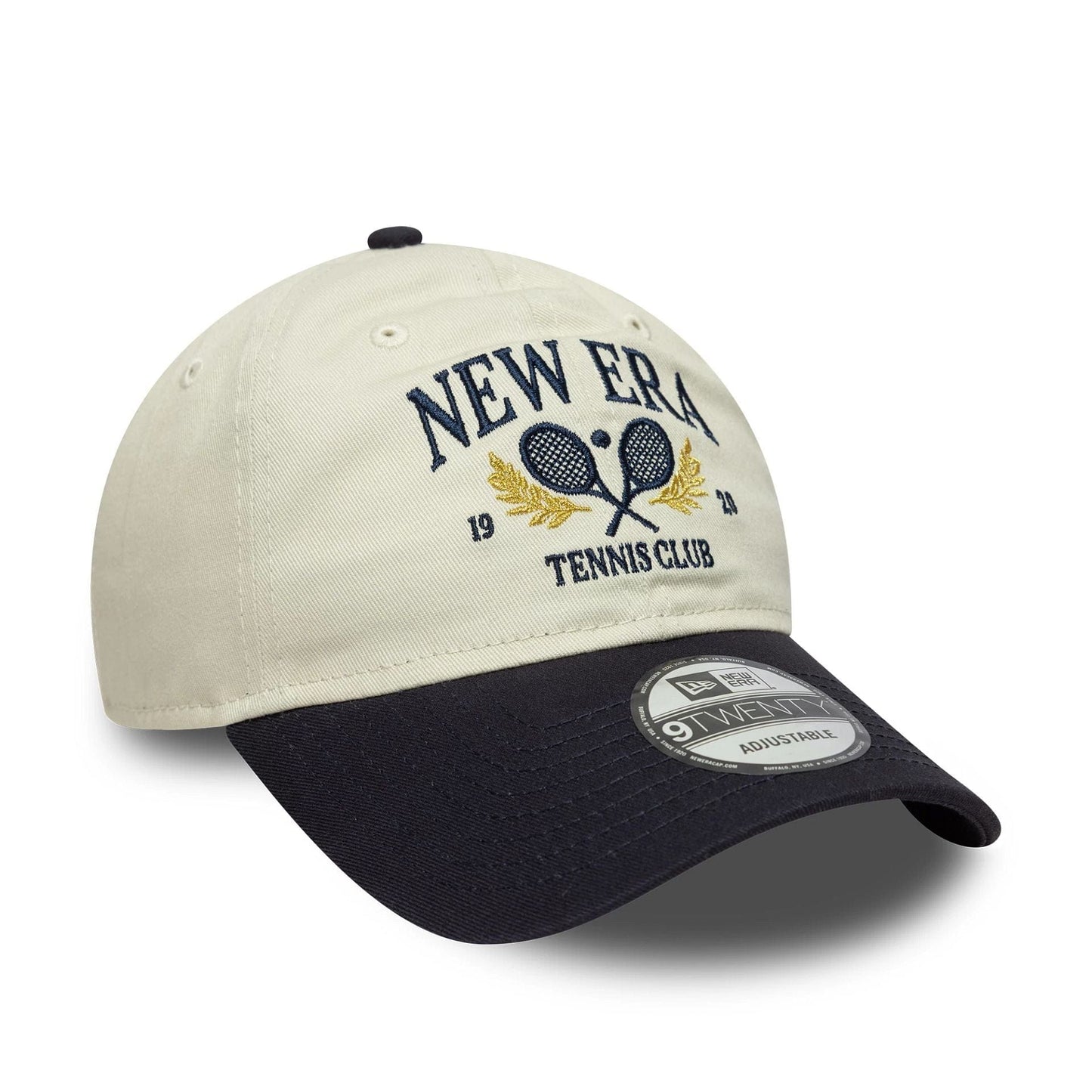 This is a New Era Tennis Cream & Navy 9TWENTY Adjustable Cap 3