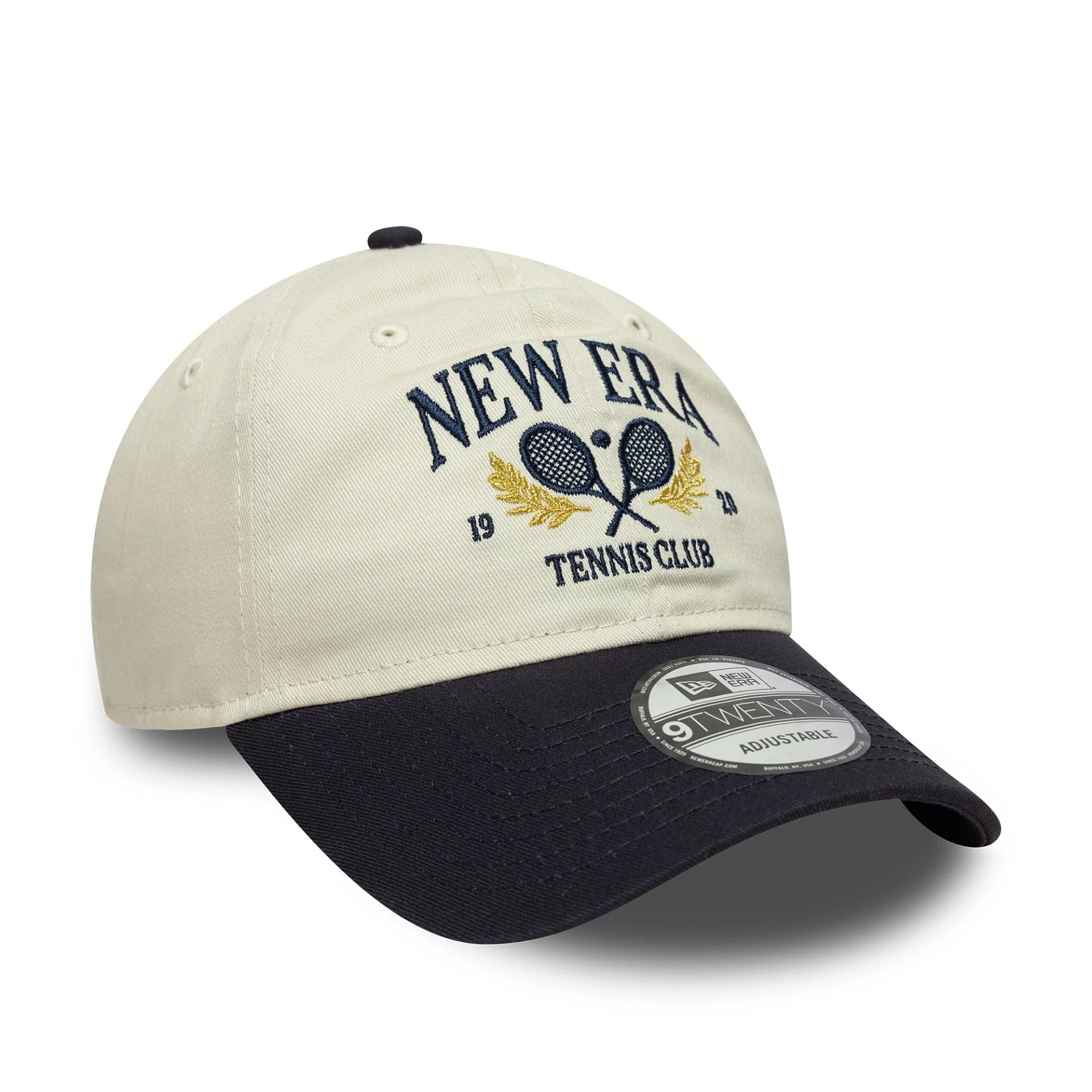 This is a New Era Tennis Cream & Navy 9TWENTY Adjustable Cap 3