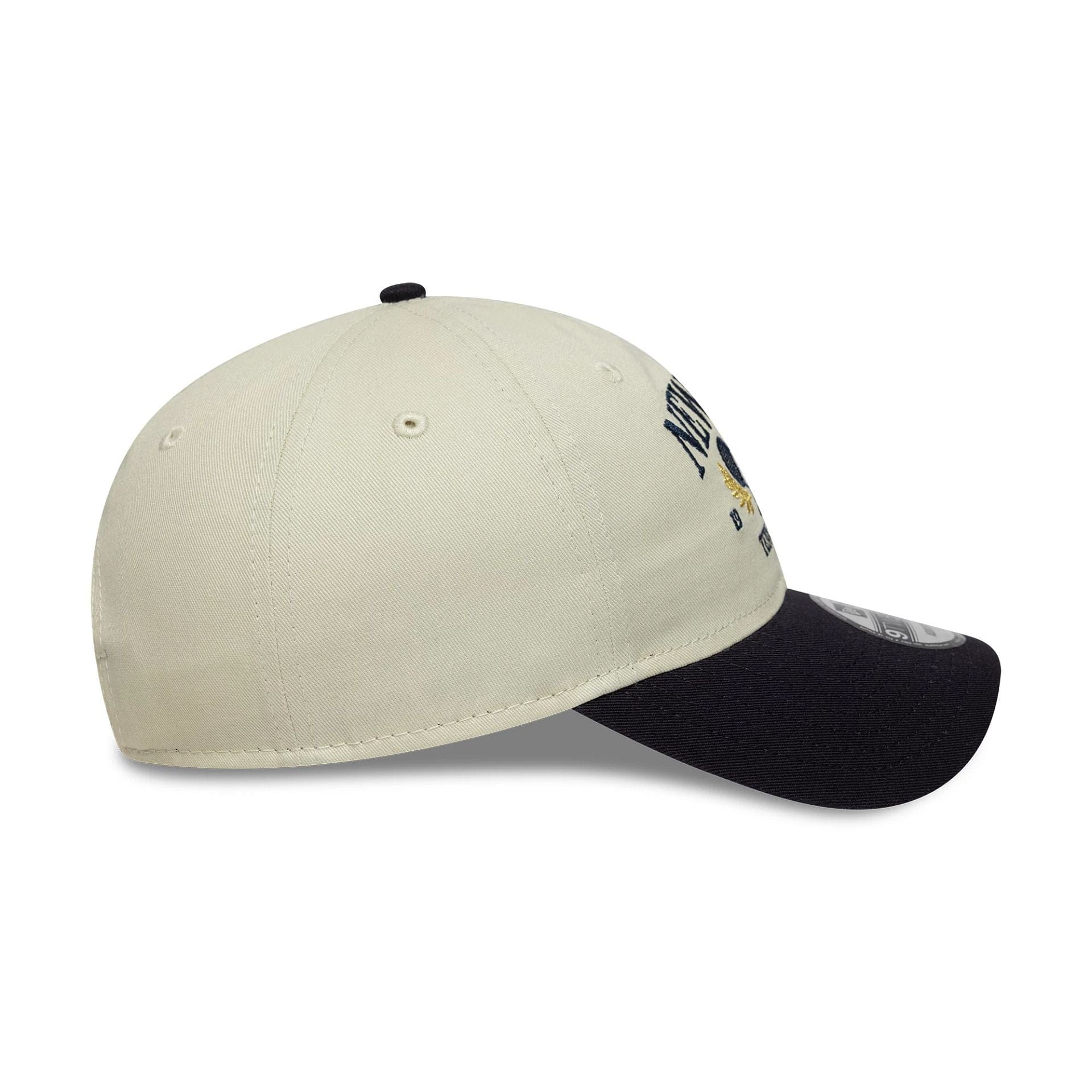 This is a New Era Tennis Cream & Navy 9TWENTY Adjustable Cap 5