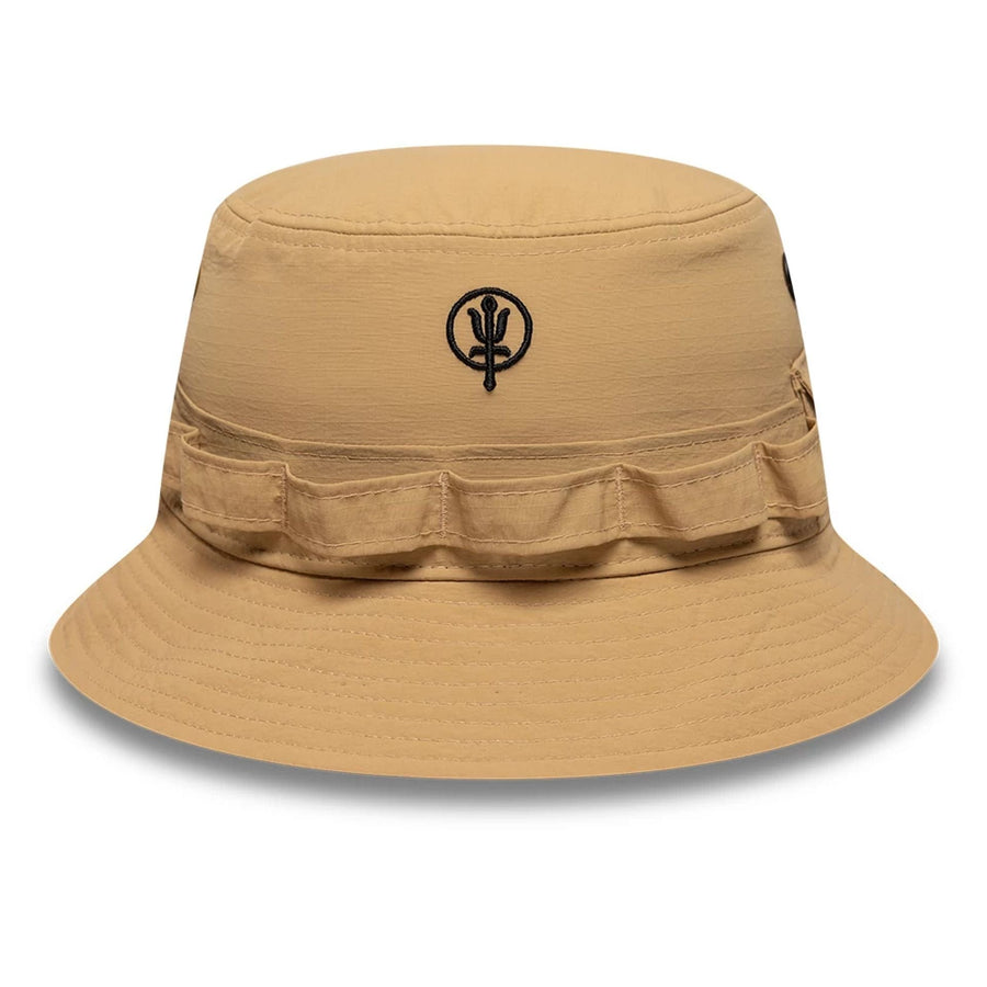 This is a Thrudark x New Era Ripstop Beige Adventure Bucket Hat 1