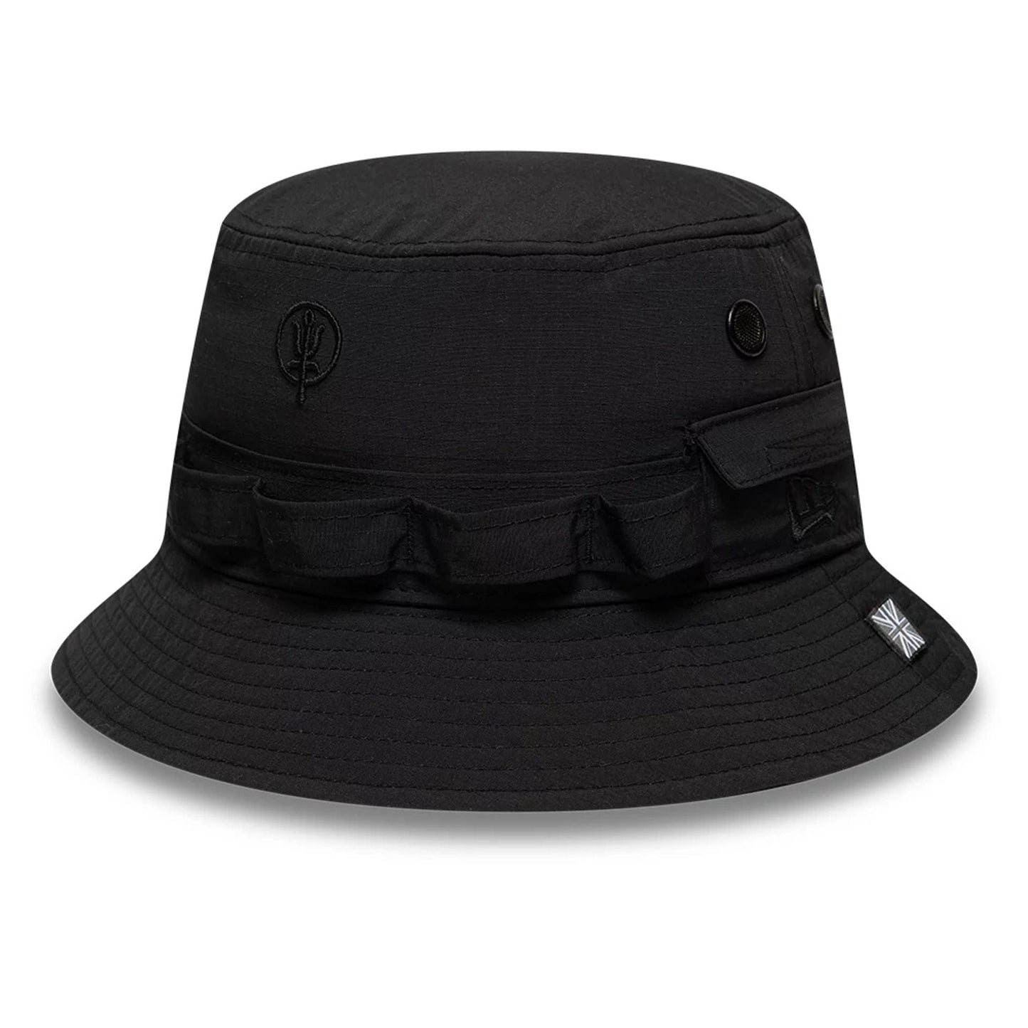 This is a Thrudark x New Era Ripstop Black Adventure Bucket Hat 4