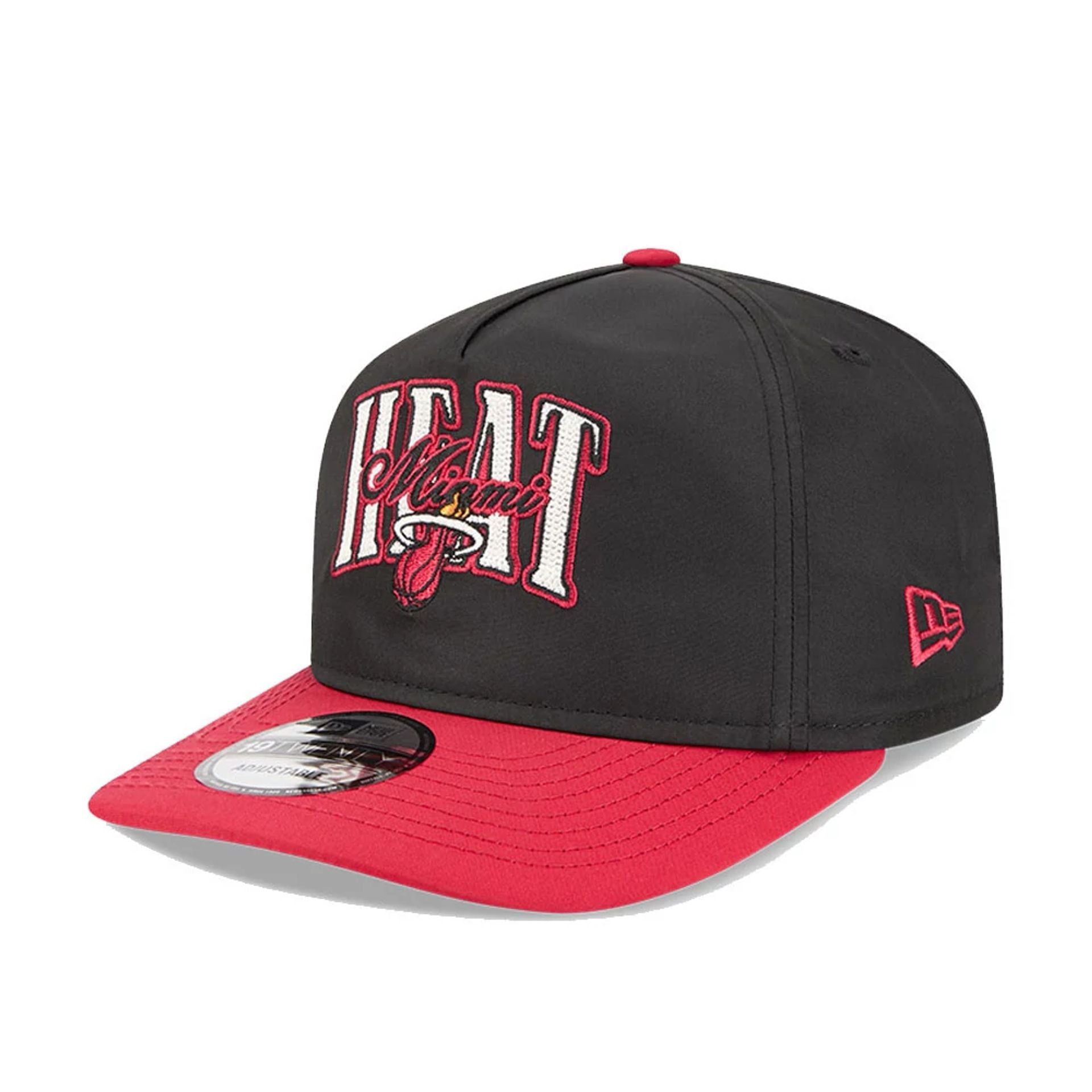 This is a Miami Heat Dual Logo Black Golfer Adjustable Cap 1