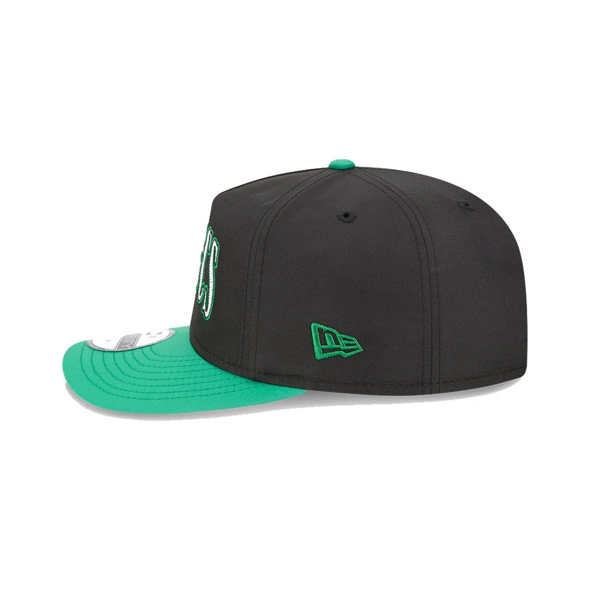 This is a Boston Celtics Dual Logo Green Golfer Adjustable Cap 5