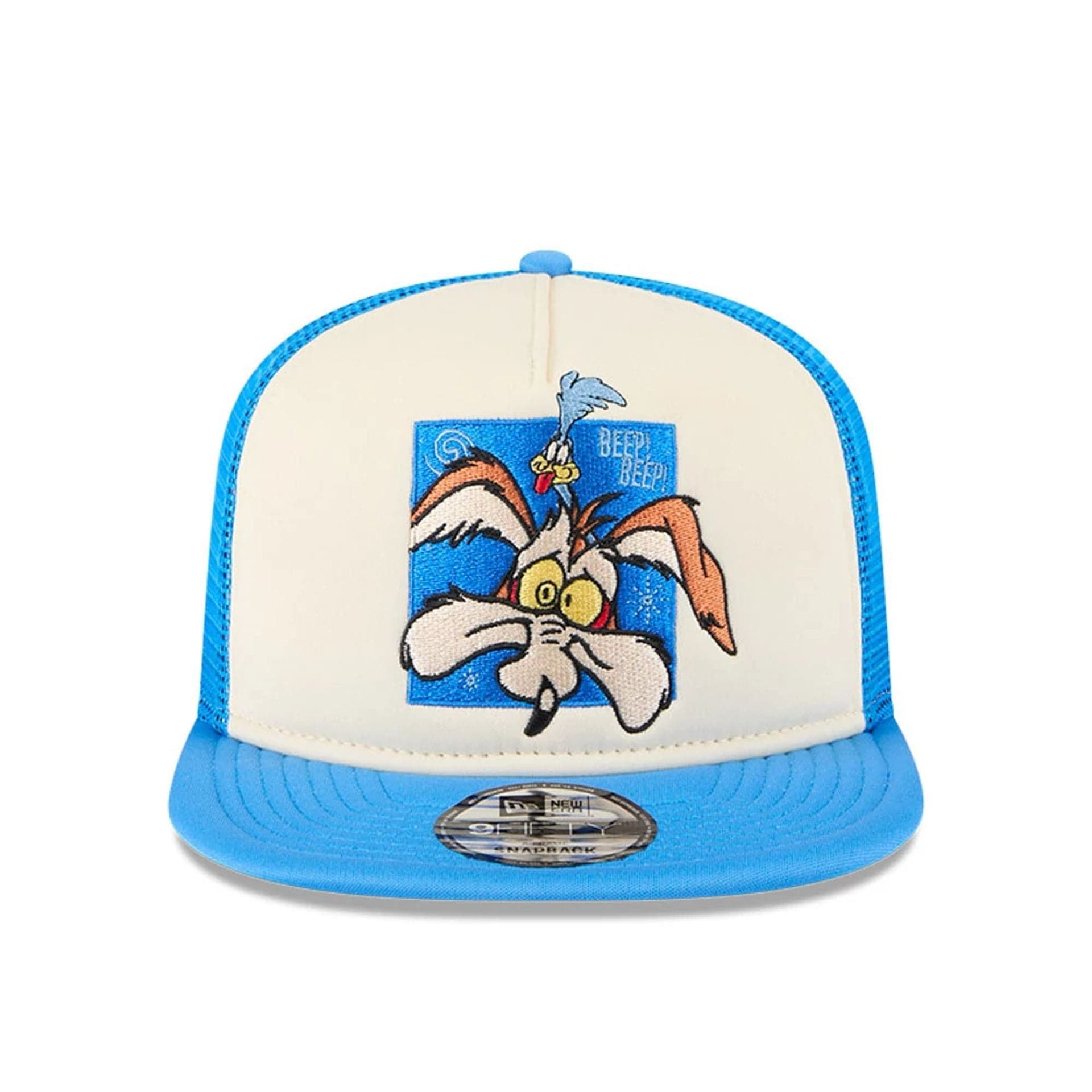 This is a Multi Character Looney Tunes Blue 9FIFTY A-Frame Trucker Adjustable Cap 3