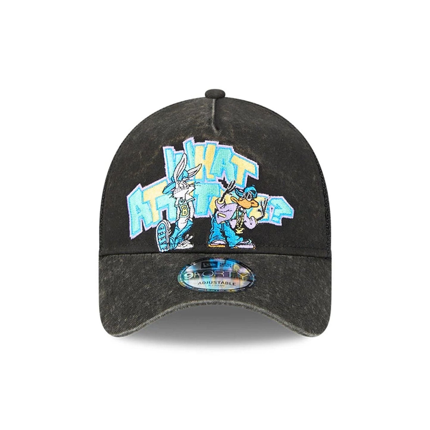 This is a Multi Character Looney Tunes Black 9FORTY A-Frame Trucker Adjustable Cap 3