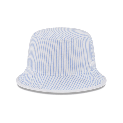 This is a New Era Pinstripe Pastel Blue Bucket Hat 1