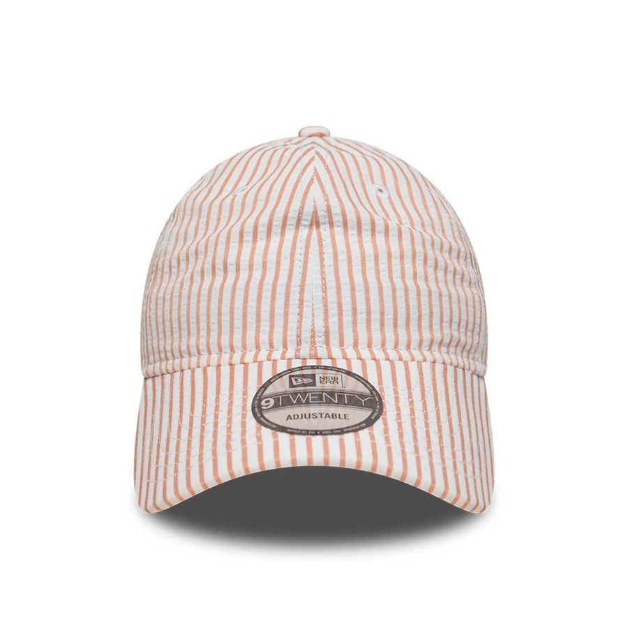 This is a New Era Pinstripe Pastel Orange 9TWENTY Adjustable Cap 2