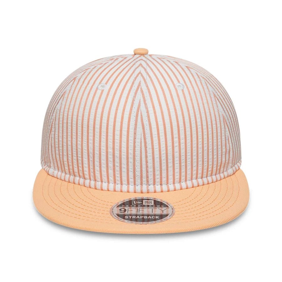 This is a New Era Pinstripe Pastel Orange Retro Crown 9FIFTY Adjustable Cap 4