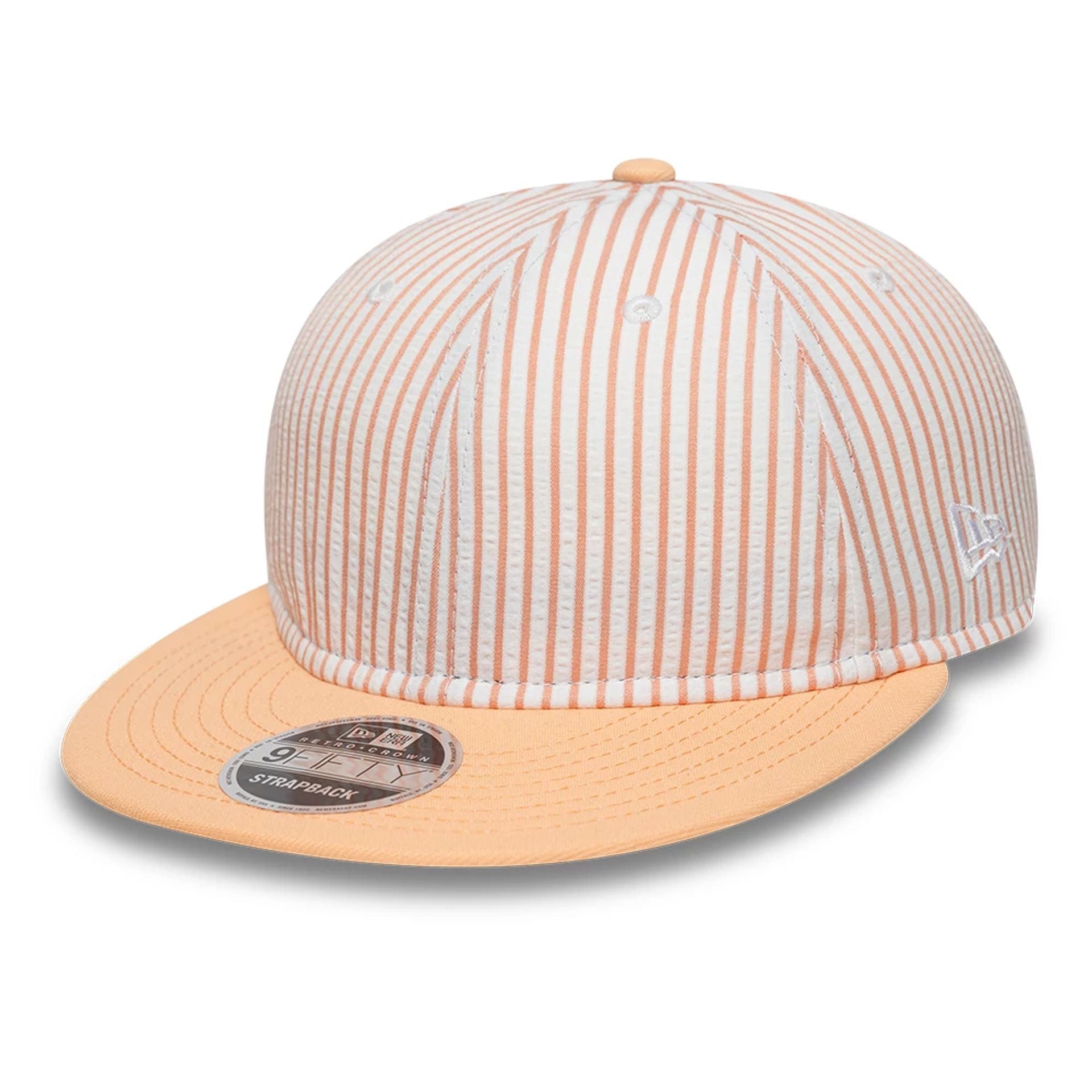 This is a New Era Pinstripe Pastel Orange Retro Crown 9FIFTY Adjustable Cap 1