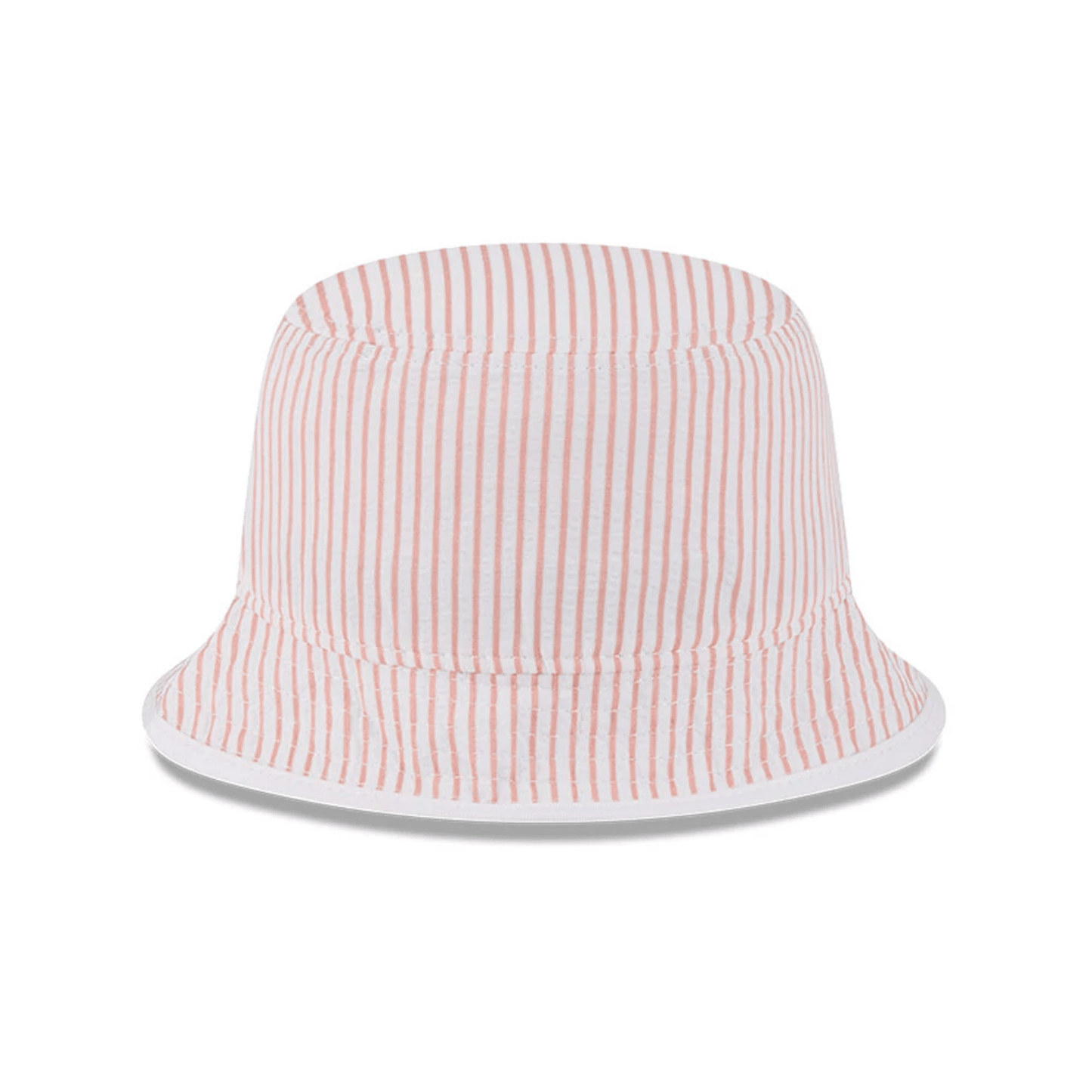 This is a New Era Pinstripe Pastel Orange Bucket Hat 4