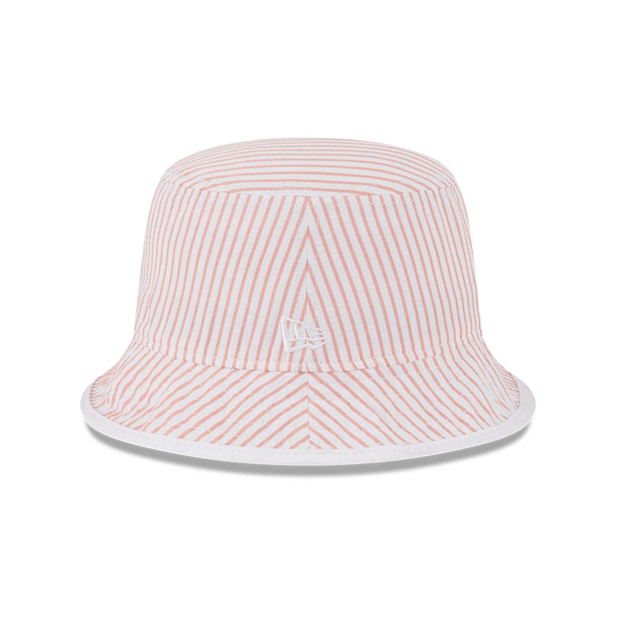 This is a New Era Pinstripe Pastel Orange Bucket Hat 2