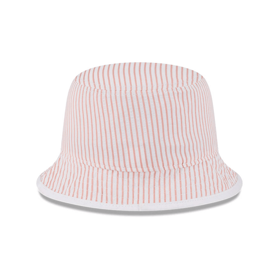 This is a New Era Pinstripe Pastel Orange Bucket Hat 5