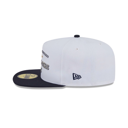 This is a New York Yankees Summer Derby White 59FIFTY A-Frame Fitted Cap 6
