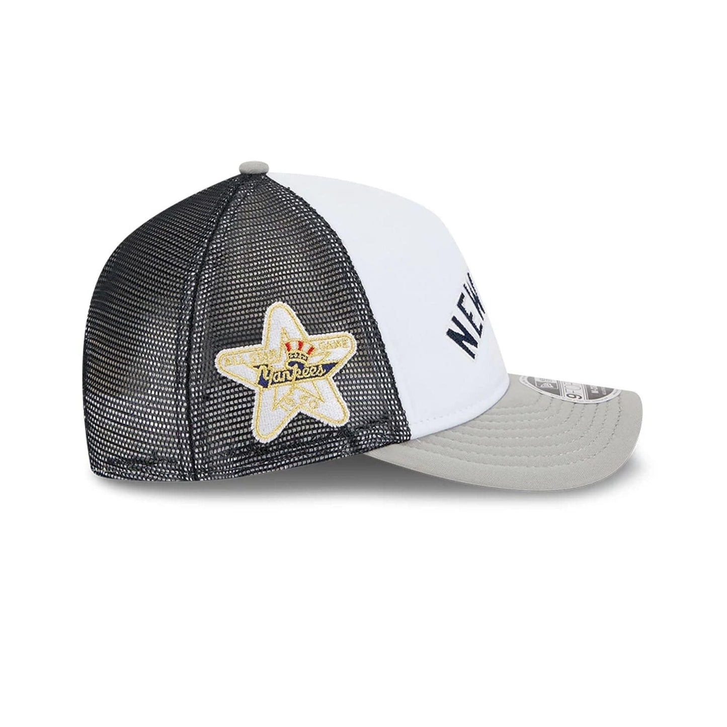 This is a New York Yankees Summer Derby White 9FORTY M-Crown A-Frame Adjustable Cap 5