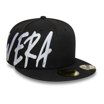 This is a New Era Script 59FIFTY Day 2025 Black 59FIFTY Fitted Cap 1
