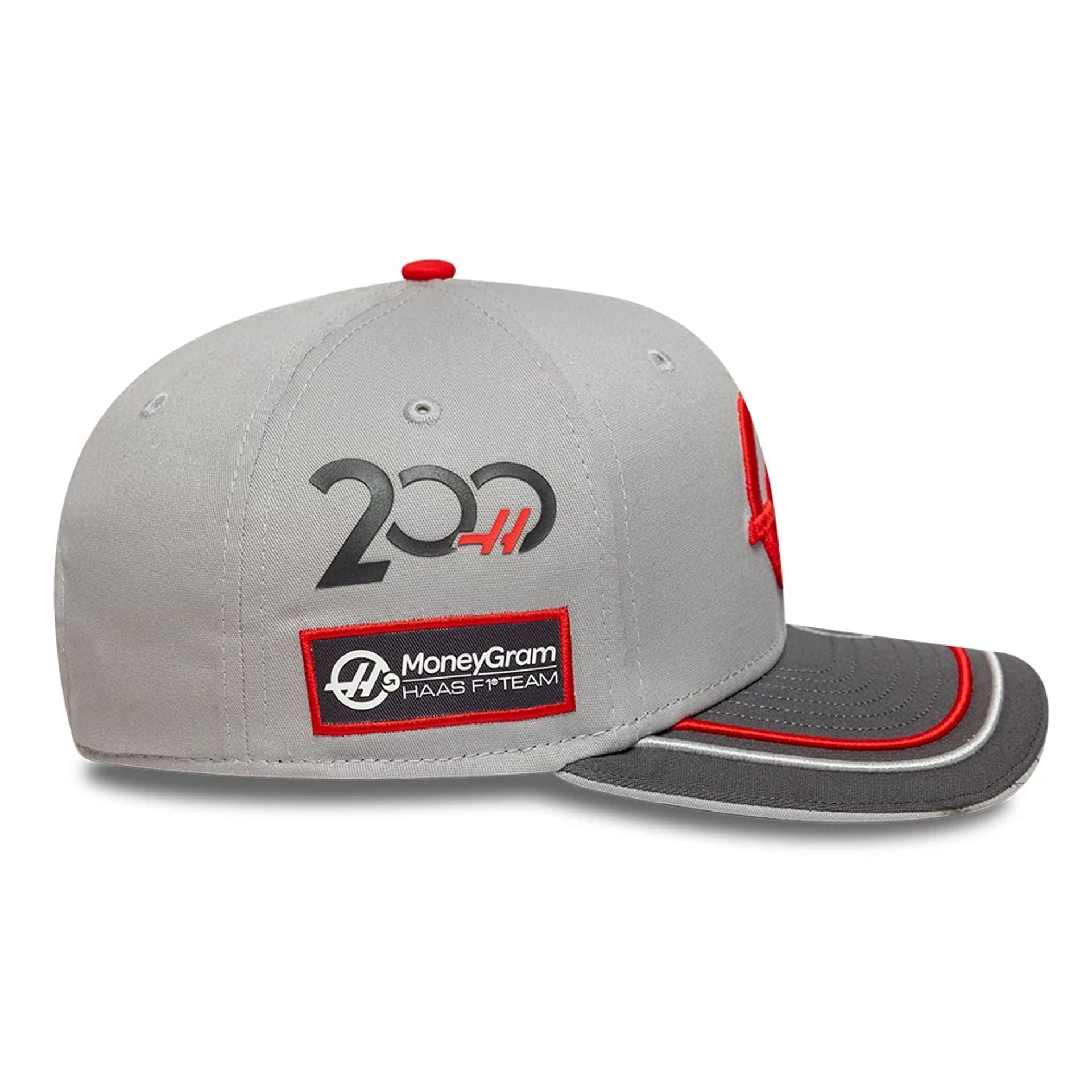 This is a MoneyGram Hass F1 Esteban Ocon 200th Race Dark Grey 9SEVENTY Stretch Snap Adjustable Cap 4