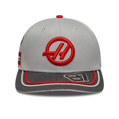 This is a MoneyGram Hass F1 Oliver Bearman 200th Race Dark Grey 9SEVENTY Snapback Adjustable Cap 2