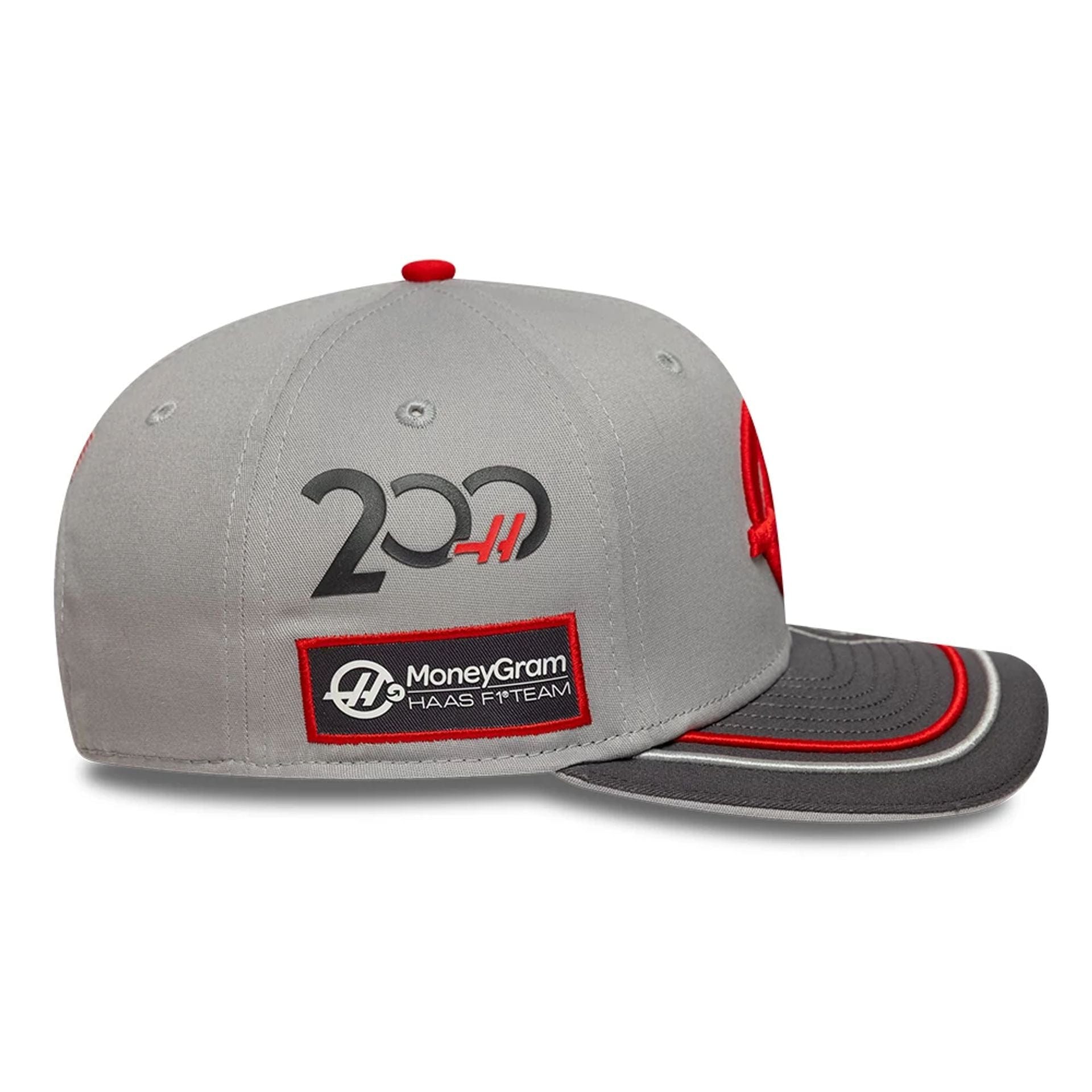 This is a MoneyGram Hass F1 Oliver Bearman 200th Race Dark Grey 9SEVENTY Snapback Adjustable Cap 4
