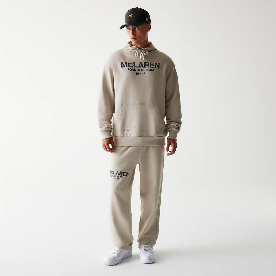The Male model is wearing McLaren Racing Light Beige Straight Leg Joggers 8