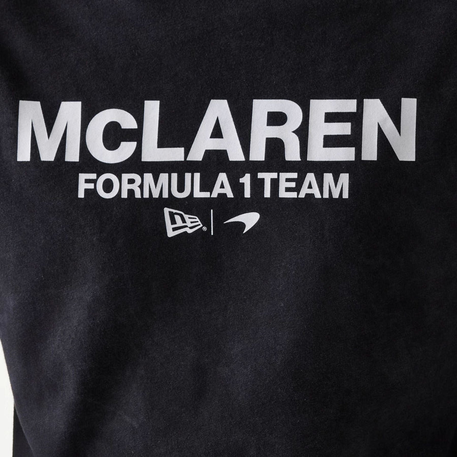 The Male model is wearing McLaren Racing Wordmark Black Oversized T-Shirt 4