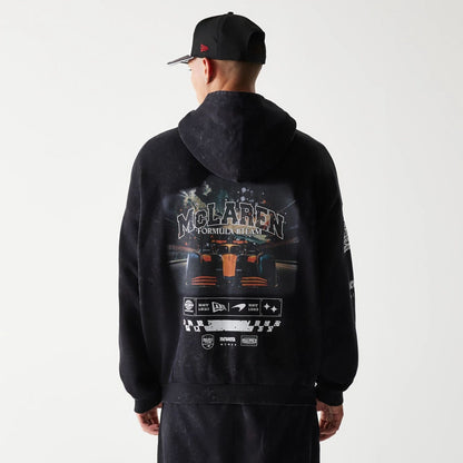 The Male model is wearing McLaren Racing Graphic Black Full Zip Oversized Hoodie 2