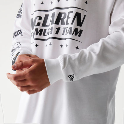The Male model is wearing McLaren Racing White Long Sleeve T-Shirt 5
