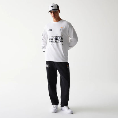 The Male model is wearing McLaren Racing White Long Sleeve T-Shirt 7