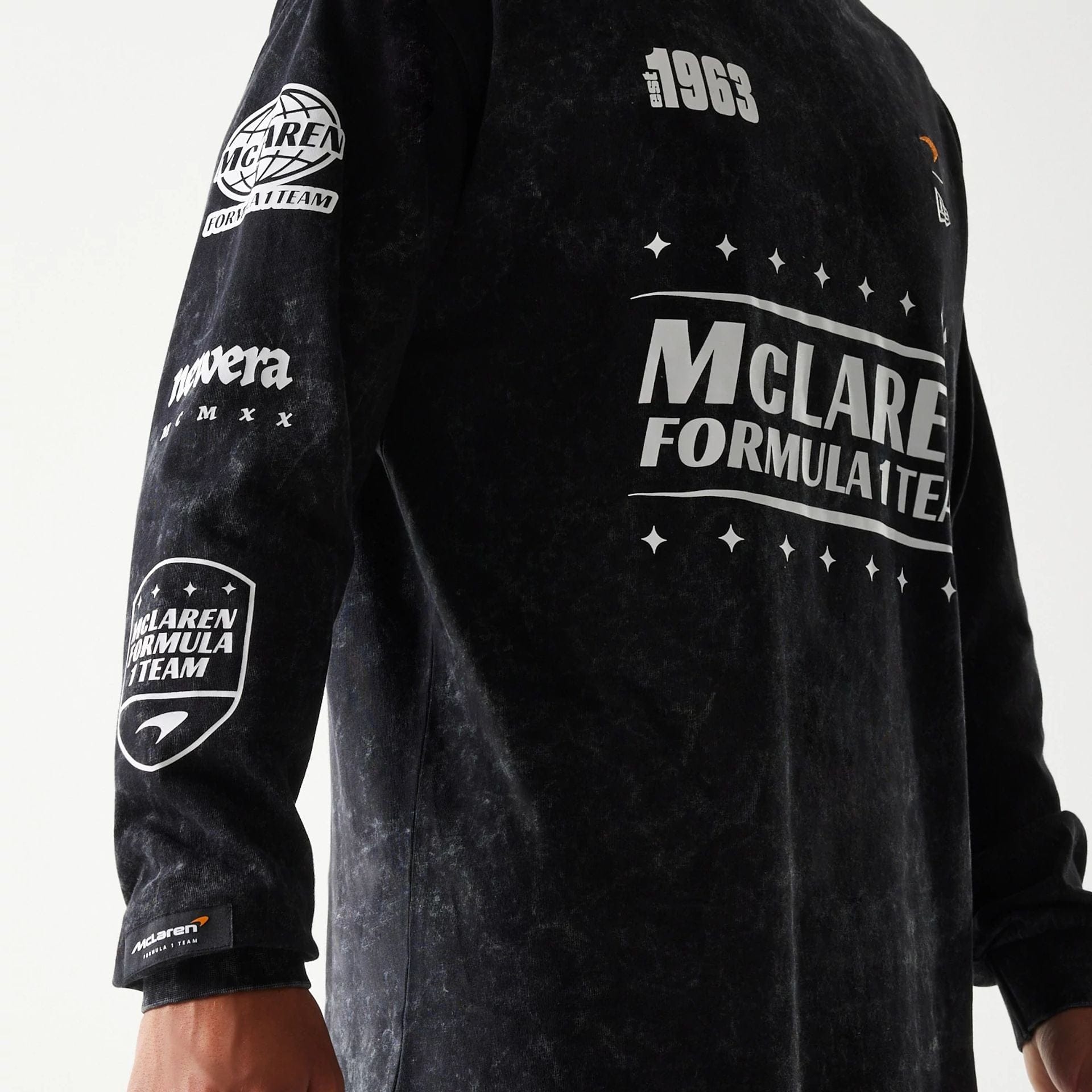 The Male model is wearing McLaren Racing Black Long Sleeve T-Shirt 3