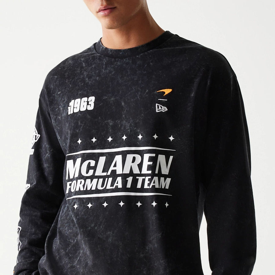 The Male model is wearing McLaren Racing Black Long Sleeve T-Shirt 6