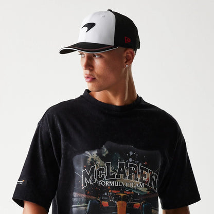 The Male model is wearing McLaren Racing Washed Graphic Black Oversized T-Shirt 6