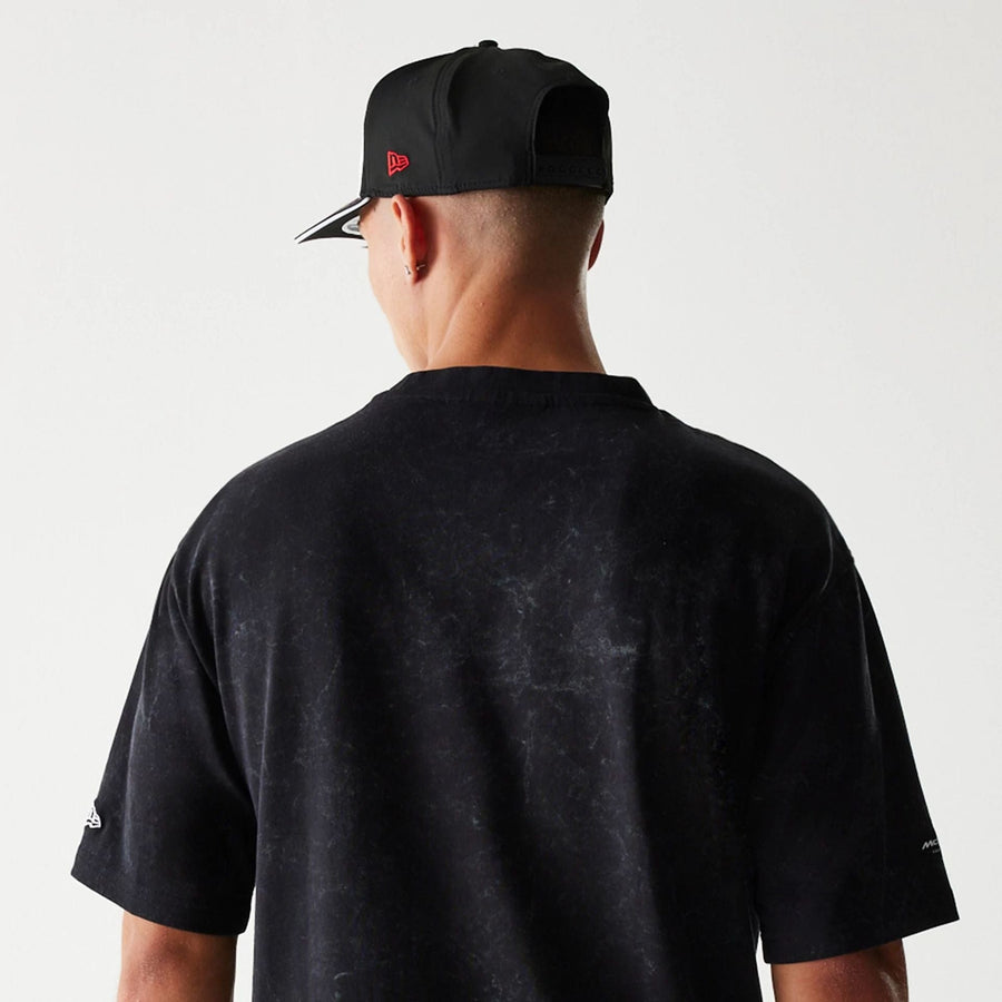 The Male model is wearing McLaren Racing Washed Graphic Black Oversized T-Shirt 7