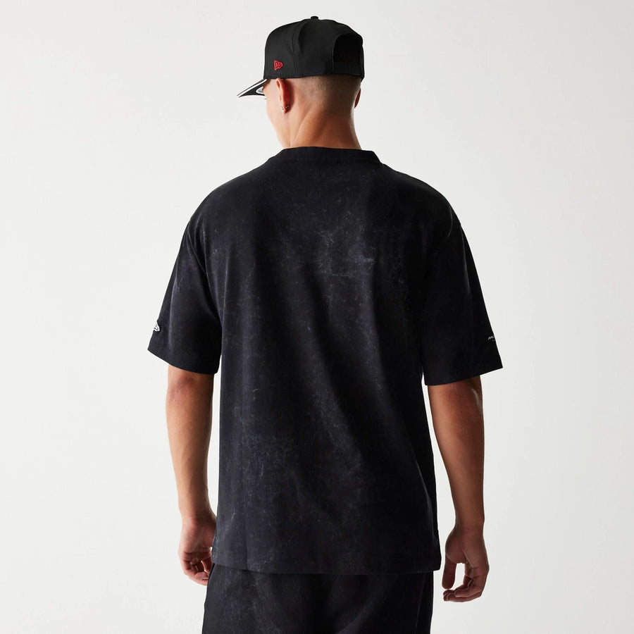 The Male model is wearing McLaren Racing Washed Graphic Black Oversized T-Shirt 2