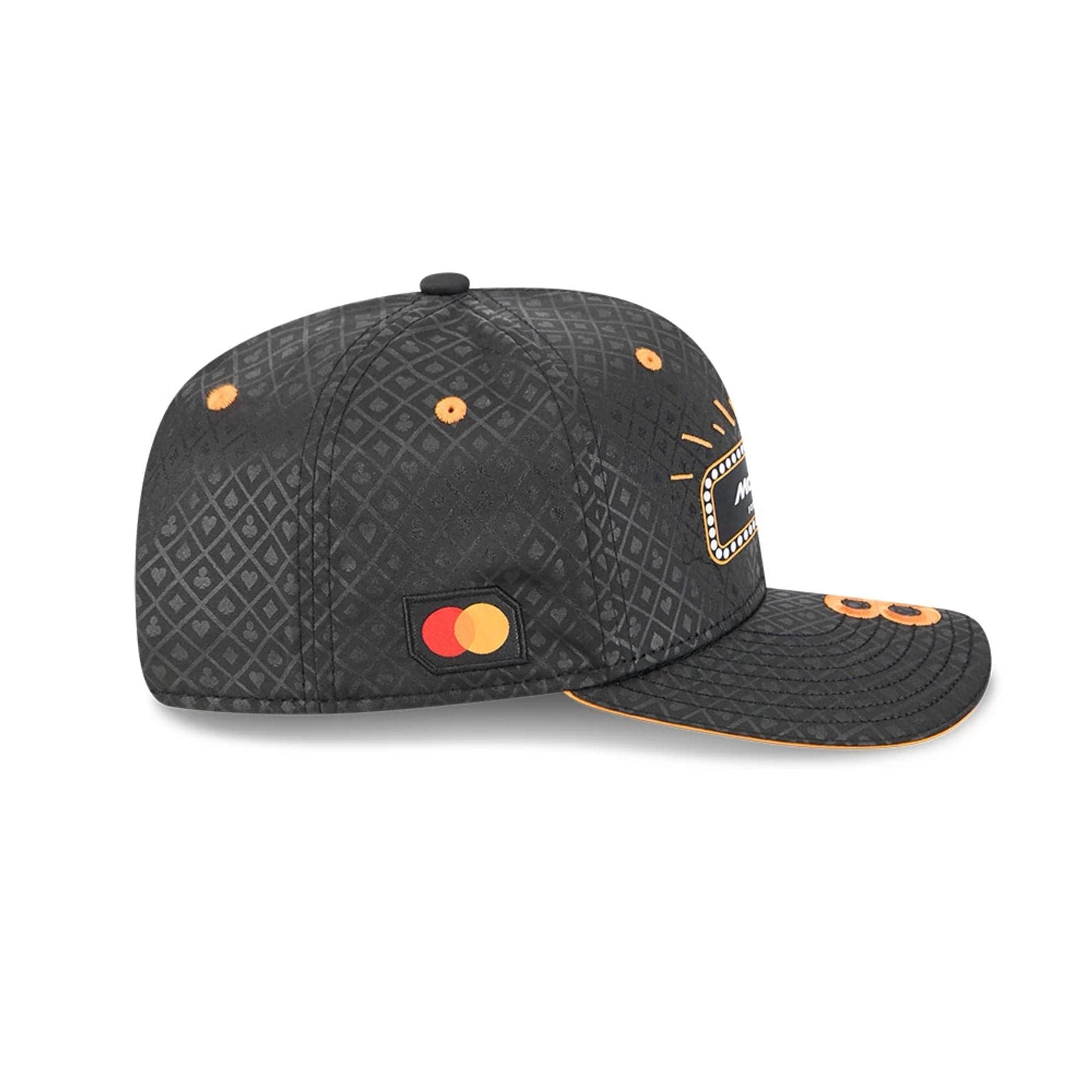 This is a McLaren Racing Oscar Piastri Vegas Race Special Black 9SEVENTY Stretch Snap Adjustable Cap 5