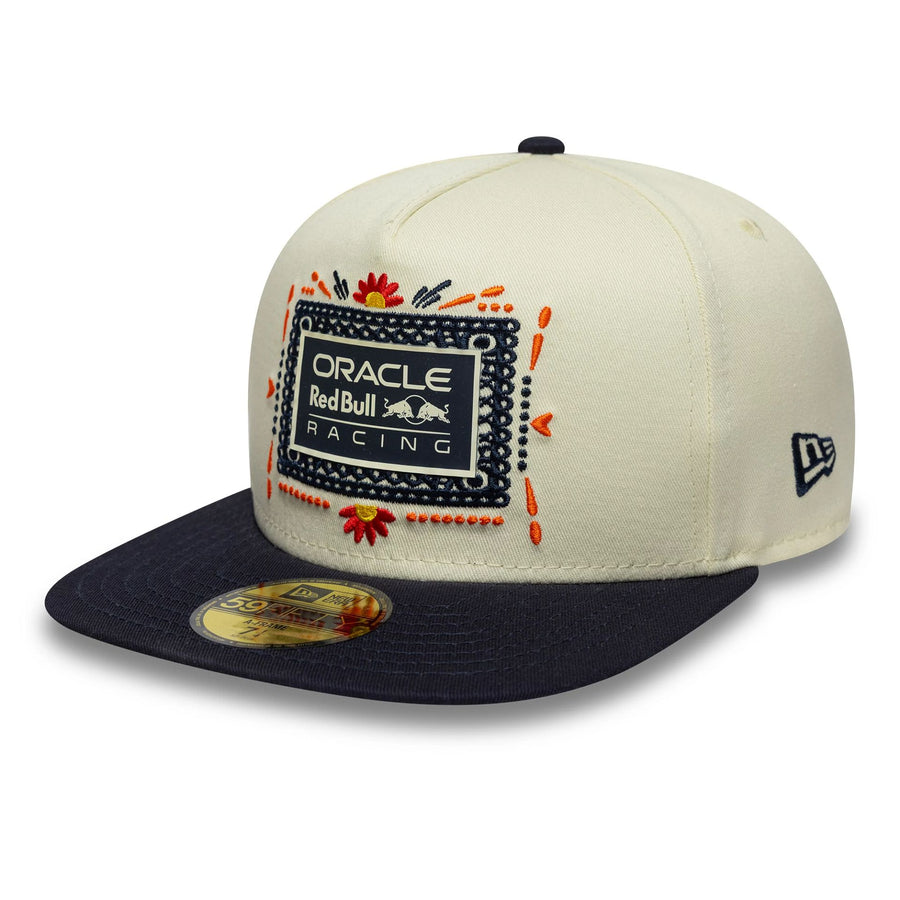 This is a Red Bull Racing Mexico Race Special Cream 59FIFTY A-Frame Fitted Cap 1
