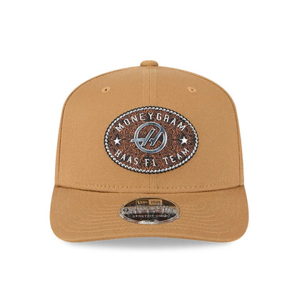 This is a MoneyGram Haas Formula 1 Austin Race Special Beige 9SEVENTY Stretch Snap Adjustable Cap 3