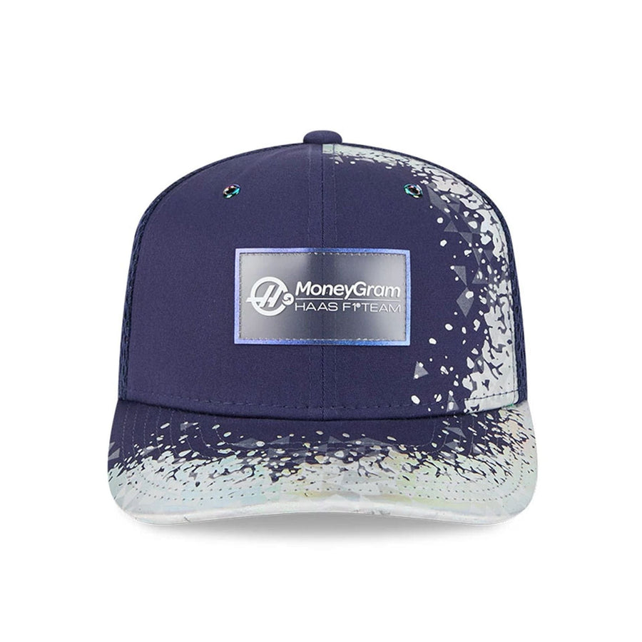 This is a MoneyGram Haas Formula 1 Vegas Race Special Navy 9SEVENTY Stretch Snap Adjustable Cap 2