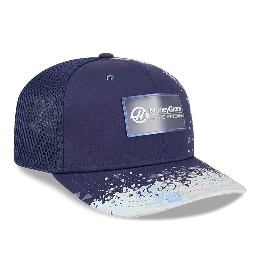 This is a MoneyGram Haas Formula 1 Vegas Race Special Navy 9SEVENTY Stretch Snap Adjustable Cap 3