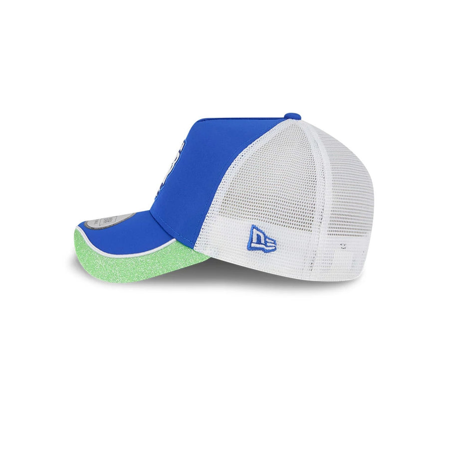 This is a Visa Cash App Racing Bulls Vegas Race Special Blue 9FORTY E-Frame Trucker Adjustable Cap 4