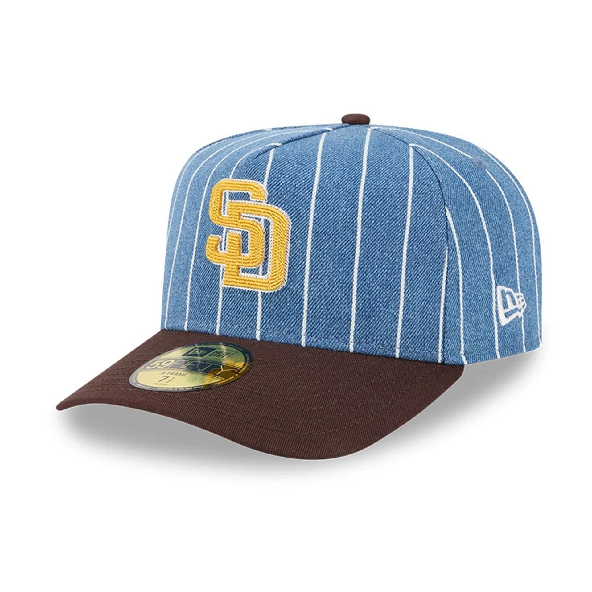 This is a San Diego Padres MLB Parallel Dark Brown 59FIFTY A-Frame Fitted Cap 1
