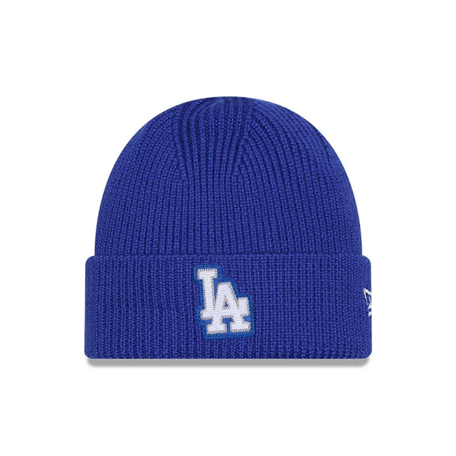 This is a LA Dodgers MLB Dark Blue Skull Knit Beanie Hat 1