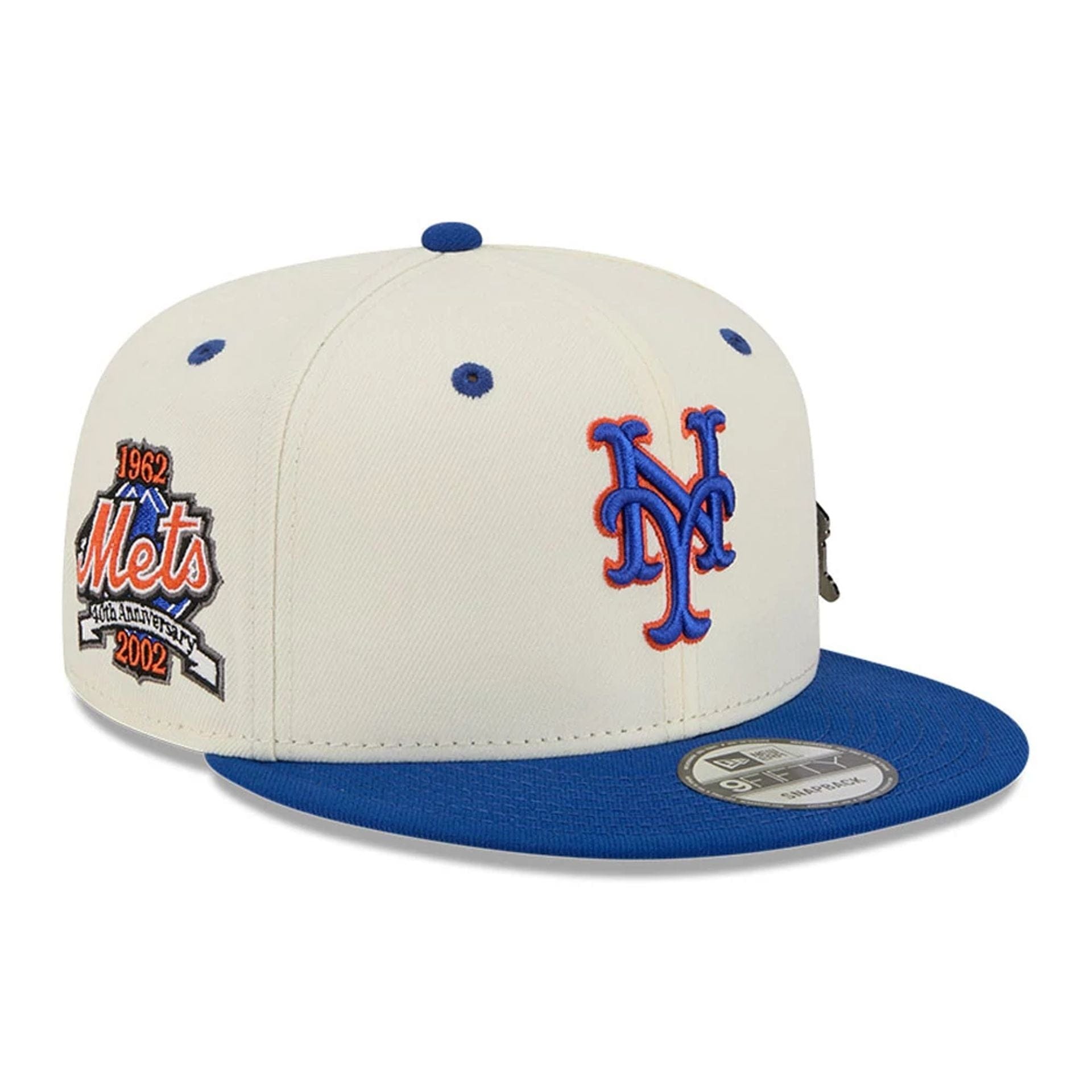 This is a New York Mets MLB Mascot Pin Blue 9FIFTY Snapback Adjustable Cap 3