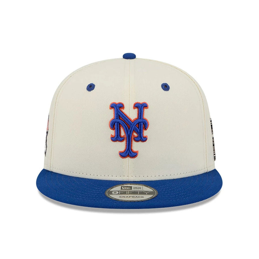 This is a New York Mets MLB Mascot Pin Blue 9FIFTY Snapback Adjustable Cap 4