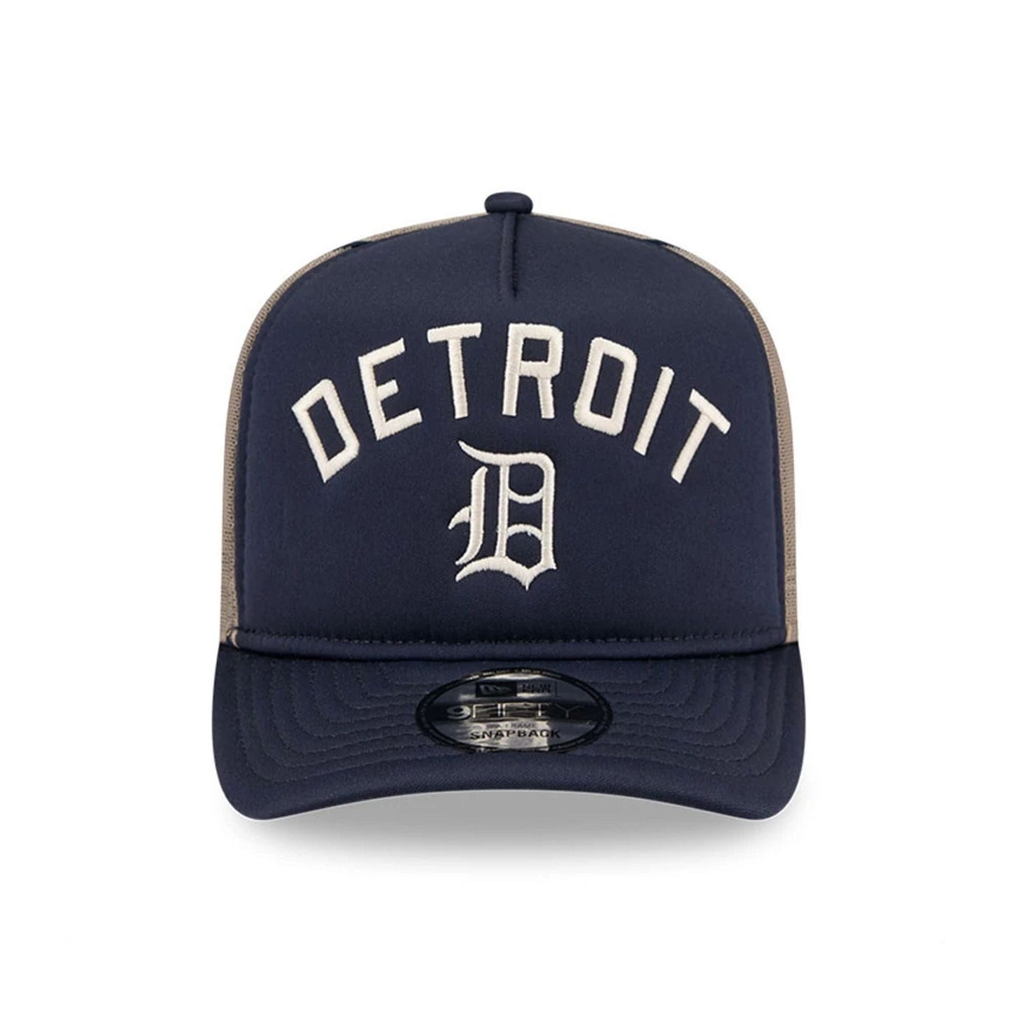 This is a Detroit Tigers MLB Arched Navy 9FIFTY A-Frame Trucker Adjustable Cap 3