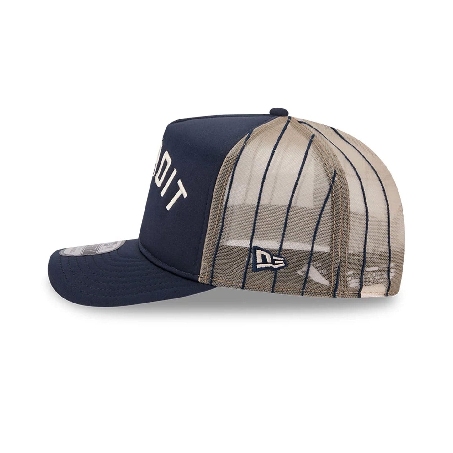 This is a Detroit Tigers MLB Arched Navy 9FIFTY A-Frame Trucker Adjustable Cap 6