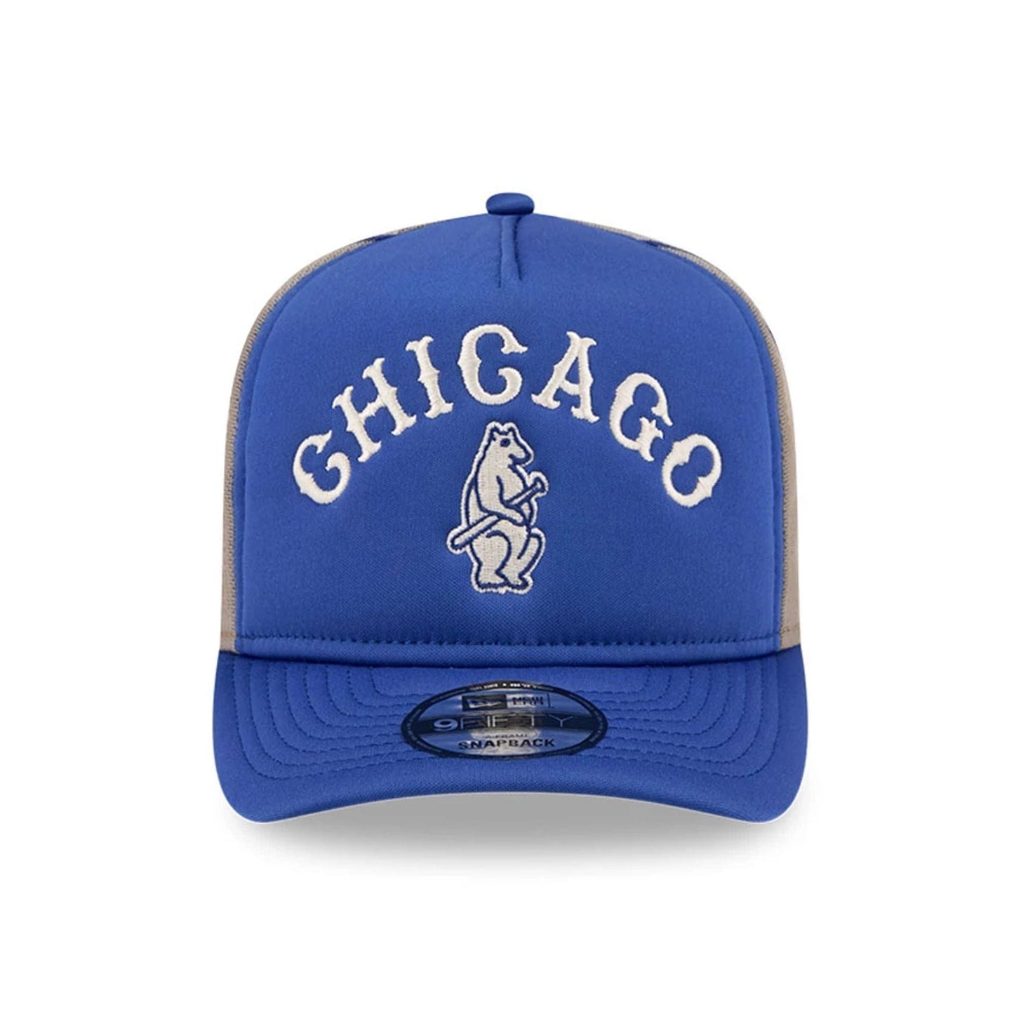 This is a Chicago Cubs MLB Arched Blue 9FIFTY A-Frame Trucker Adjustable Cap 3