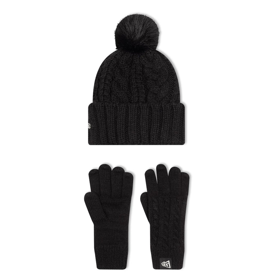 This is a New York Yankees Youth MLB Black Beanie & Gloves Set  2