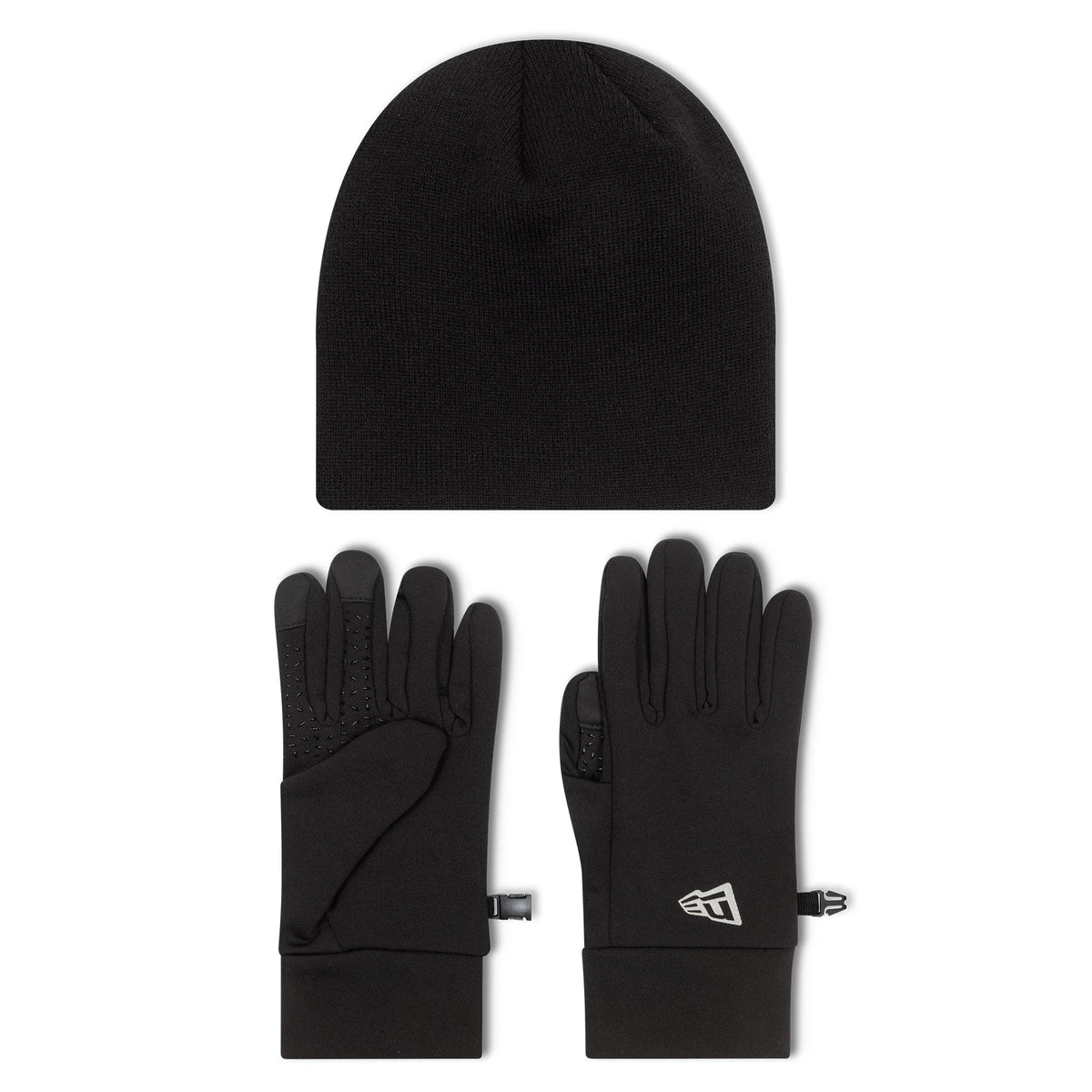 This is a  New Era Black Beanie & Gloves Set 2
