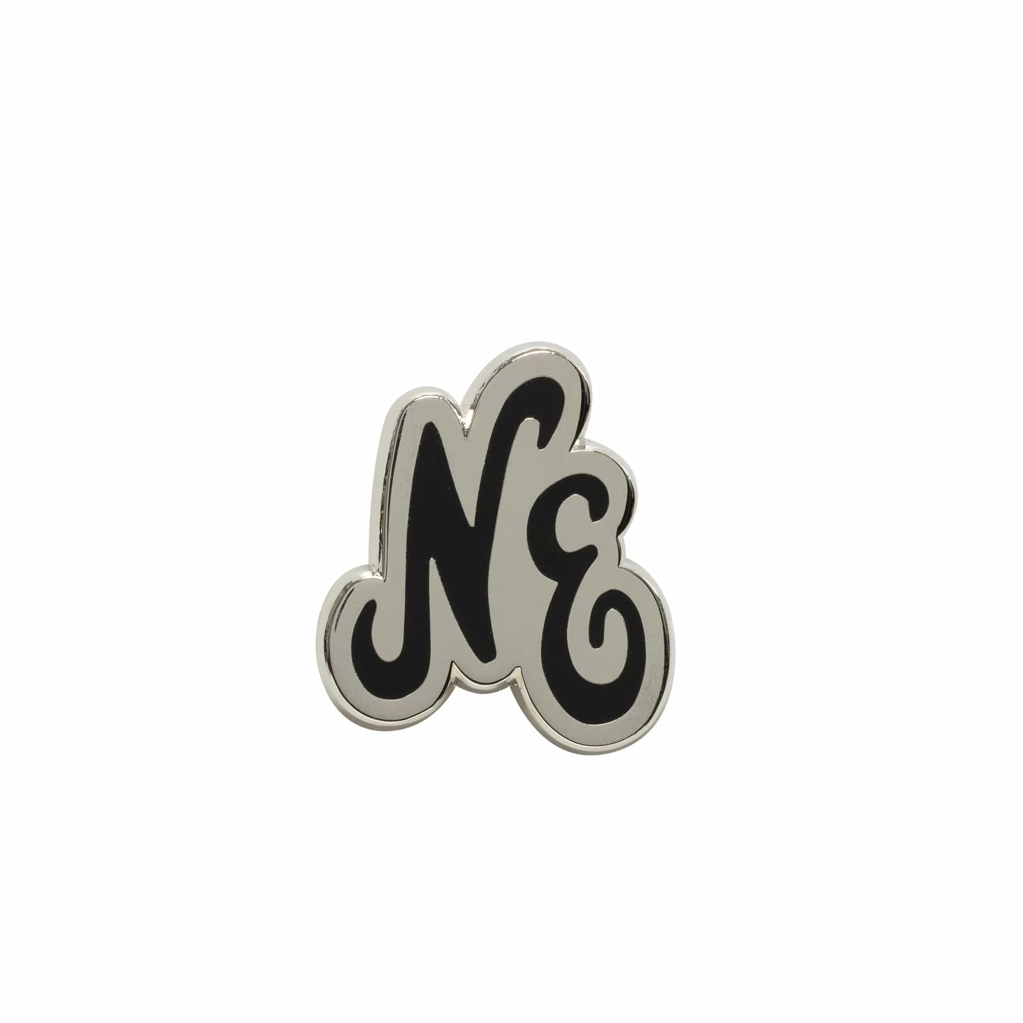 This is a  New Era Script Black Pin Badge 1