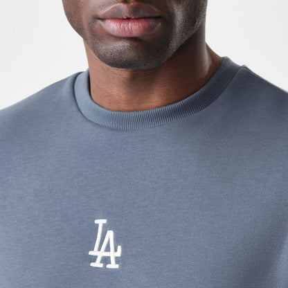 The Male model is wearing LA Dodgers MLB Midi League Essential Dark Grey Oversized Crew Neck Sweater  5